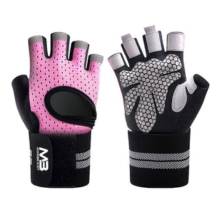Lifting Wrist Wrap Gloves - Pink